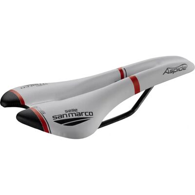 Selle San Marco Aspide Flow Rennsattel - Xsilite Sattelstützen - Weiß/Schwarz/Rot schmal Selle San Marco Aspide Flow Rennsattel - Xsilite Sattelstützen - Weiß/Schwarz/Rot schmal