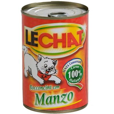 LECHAT Cibo per gatti con bocconcini di manzo - 400g LECHAT Cibo per gatti con bocconcini di manzo - 400g