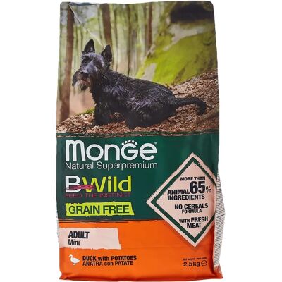 Monge BWild Gabonatlan száraz eledel kacsával és burgonyával kis kutyáknak - 2,5kg Monge BWild Gabonatlan száraz eledel kacsával és burgonyával kis kutyáknak - 2,5kg
