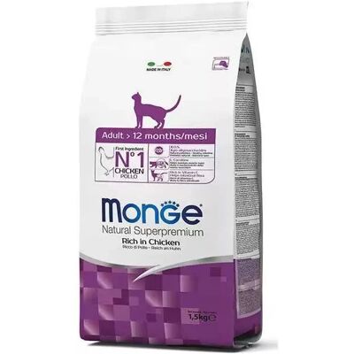 Nourriture sèche Monge Natural Superpremium pour chats adultes - 1,5kg Nourriture sèche Monge Natural Superpremium pour chats adultes - 1,5kg