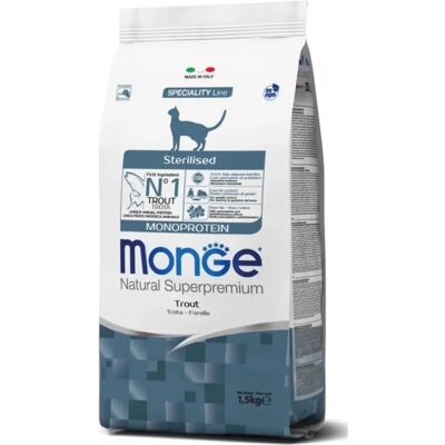 Cibo per Gatti Monge Natura Trota - Sterilizzato, Basso Contenuto di Grassi, Proteine, 1,5kg Cibo per Gatti Monge Natura Trota - Sterilizzato, Basso Contenuto di Grassi, Proteine, 1,5kg