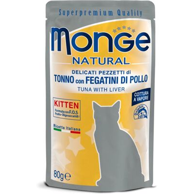 Monge Natural Kitten - Tonno & Fegatini di Pollo - 80g Monge Natural Kitten - Tonno & Fegatini di Pollo - 80g