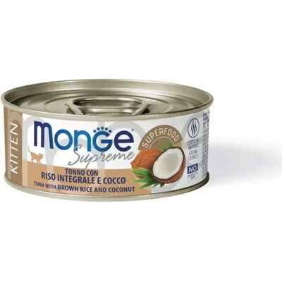 Marca Monge Supreme Kitten Tonno Riso Cocco - Cibo per Gatti 80g Marca Monge Supreme Kitten Tonno Riso Cocco - Cibo per Gatti 80g