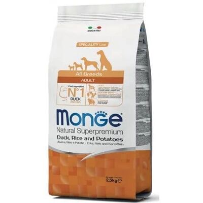 Cibo per cani tutte le razze anatra riso patate 2,5 Kg Cibo per cani tutte le razze anatra riso patate 2,5 Kg