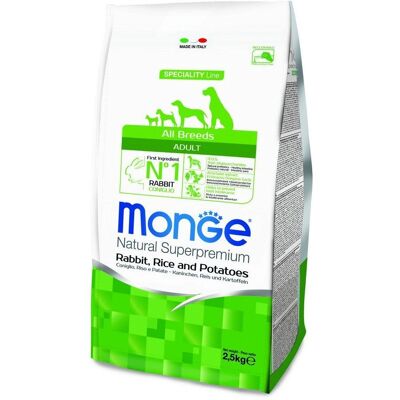 Monge Tutte le Razze Coniglio Riso Patate Cibo per Cani - Premium Monge Tutte le Razze Coniglio Riso Patate Cibo per Cani - Premium