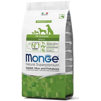 Alimento per cani adulti Monge Coniglio & Patate - Crocchette 12kg Alimento per cani adulti Monge Coniglio & Patate - Crocchette 12kg