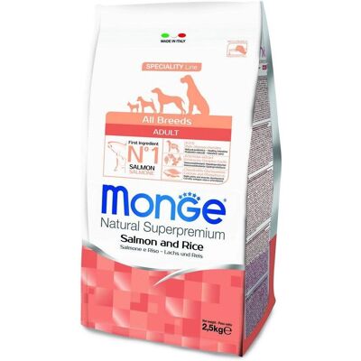 Monge All Breeds Lachs und Reis Erwachsenentrockenfutter - Premium Monge All Breeds Lachs und Reis Erwachsenentrockenfutter - Premium