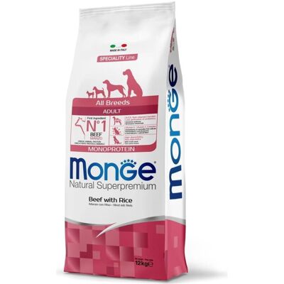 Nourriture pour chiens Monge Naturel Bœuf et Riz - 12kg Nourriture pour chiens Monge Naturel Bœuf et Riz - 12kg