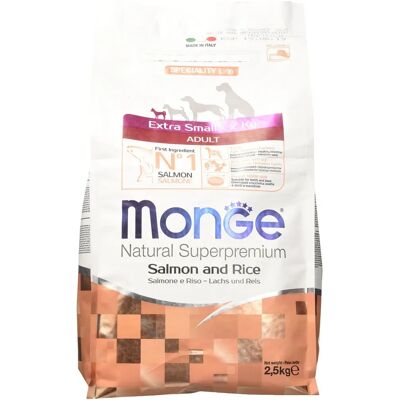 Alimento Monge Extra Small Salmone & Riso - 2,5 Kg Alimento Monge Extra Small Salmone & Riso - 2,5 Kg