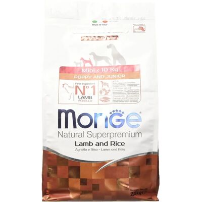 Cibo per cuccioli Monge Natural Agnello e Riso Mini Puppy & Junior Cibo per cuccioli Monge Natural Agnello e Riso Mini Puppy & Junior