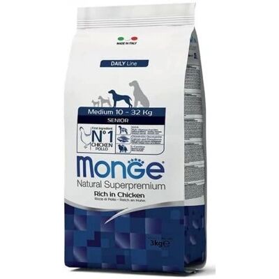 Monge Natural Senior Medium Karma dla psów - Kurczak i zdrowie jelit - 3kg Monge Natural Senior Medium Karma dla psów - Kurczak i zdrowie jelit - 3kg