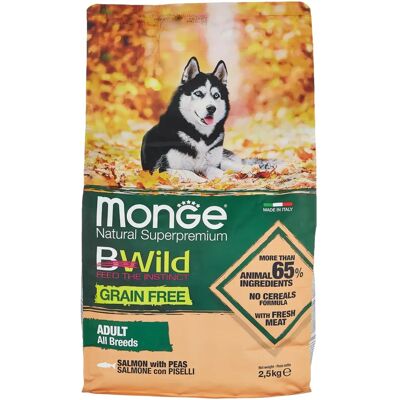 Nourriture pour chiens Monge BWild Sans céréales Saumon Pois - Toutes races - Publicité Nourriture pour chiens Monge BWild Sans céréales Saumon Pois - Toutes races - Publicité