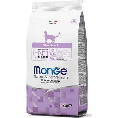Nourriture pour chats stérilisés Monge Natural Superpremium - Poulet - Publicité Nourriture pour chats stérilisés Monge Natural Superpremium - Poulet - Publicité