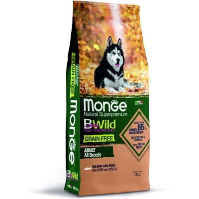 Nourriture pour chiens sans céréales au saumon Monge - 12kg Nourriture pour chiens sans céréales au saumon Monge - 12kg