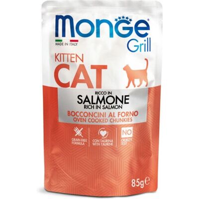 Marca Monge Cibo Umido per Gattini al Salmone Senza Cereali - 85g Marca Monge Cibo Umido per Gattini al Salmone Senza Cereali - 85g