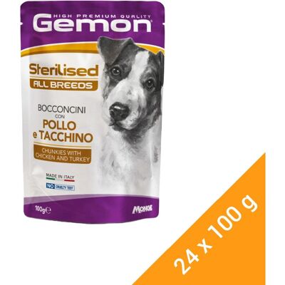 GEMON - Dog Sterilised All Breeds Busta Multipack 24x100G - Pollo e Tacchino - Cibo umido per cani GEMON - Dog Sterilised All Breeds Busta Multipack 24x100G - Pollo e Tacchino - Cibo umido per cani