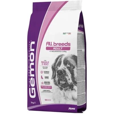 Gemon Cibo secco per cani di tutte le razze con maiale e riso - 3kg Gemon Cibo secco per cani di tutte le razze con maiale e riso - 3kg