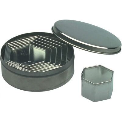 Ensemble de 6 emporte-pièces hexagonaux Piazza - Fer blanc - Outils de pâtisserie Ensemble de 6 emporte-pièces hexagonaux Piazza - Fer blanc - Outils de pâtisserie