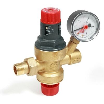 Unidad de llenado automático Giacomini - Latón, 1/2"M x 1/2"F, con manómetro Unidad de llenado automático Giacomini - Latón, 1/2"M x 1/2"F, con manómetro
