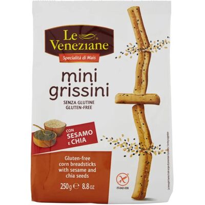 Molino Di Ferro Spa Mini Grissini Sesamo e Chia - Snack senza glutine Molino Di Ferro Spa Mini Grissini Sesamo e Chia - Snack senza glutine