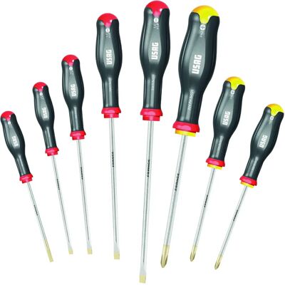 USAG 324 SH8 - Set di 8 cacciaviti con punte Phillips e a taglio USAG 324 SH8 - Set di 8 cacciaviti con punte Phillips e a taglio