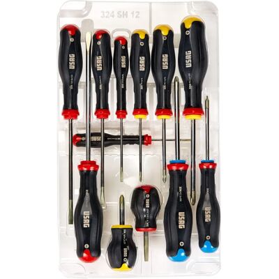 USAG U03240651 12-Piece Professional Screwdriver Set - Cross & Slotted USAG U03240651 12-Piece Professional Screwdriver Set - Cross & Slotted