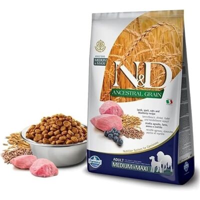 Farmina N&D Ancestral Grain Adulte Medium/Maxi Agneau/Myrtilles - 2,5kg - Publicité Farmina N&D Ancestral Grain Adulte Medium/Maxi Agneau/Myrtilles - 2,5kg - Publicité