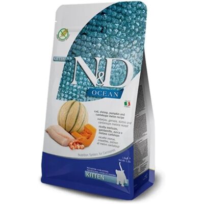 FARMINA N&D Ocean Cat Kitten - Merluzzo Gamberetti Zucca Melone - 10kg FARMINA N&D Ocean Cat Kitten - Merluzzo Gamberetti Zucca Melone - 10kg