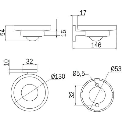 INDA - Touch - Chrom - Satiniertes Glas - Soap Holder INDA - Touch - Chrom - Satiniertes Glas - Soap Holder