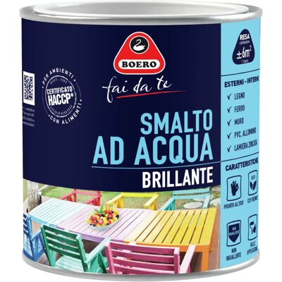 Smalto ad Acqua Boero Bartolomeo - 0,5 L - Satinato - Interni & Esterni Smalto ad Acqua Boero Bartolomeo - 0,5 L - Satinato - Interni & Esterni