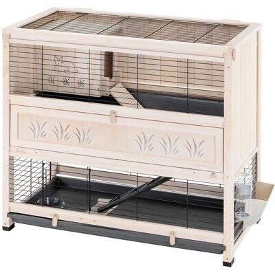 Ferplast Cottage Rabbit Cage - 2 Levels, Wooden, White, Indoor - Rabbit Cage Ferplast Cottage Rabbit Cage - 2 Levels, Wooden, White, Indoor - Rabbit Cage