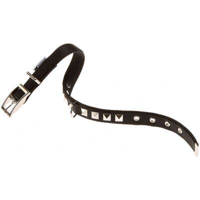 Coleira de nylon Ferplast Dual - Ajustável, com tachas, Preta Coleira de nylon Ferplast Dual - Ajustável, com tachas, Preta