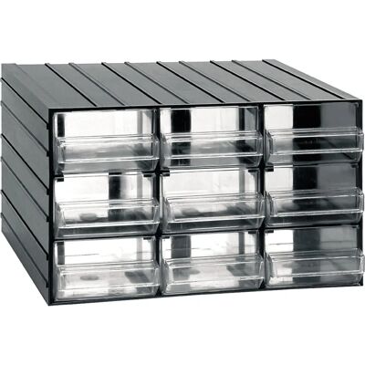 ARTPLAST Modulare Kunststofflagerung - 9 Transparente Schubladen - Schrank ARTPLAST Modulare Kunststofflagerung - 9 Transparente Schubladen - Schrank