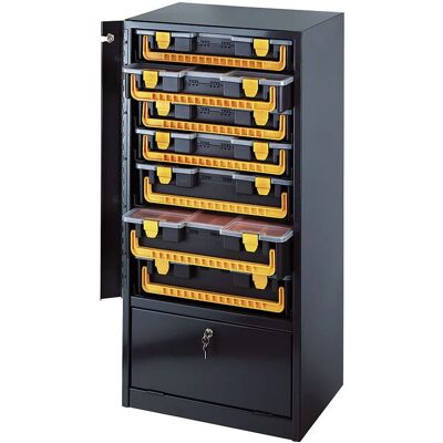 Armadio metallico ARTPLAST - 4 organizer, 3 armadietti con serratura - Nero Armadio metallico ARTPLAST - 4 organizer, 3 armadietti con serratura - Nero