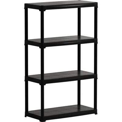 Schwarzes Polypropylen-Regal - 4 Ebenen - 80x40x133 cm Schwarzes Polypropylen-Regal - 4 Ebenen - 80x40x133 cm