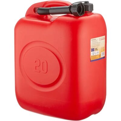 Récipient de carburant en plastique rouge générique - 20L - Publicité Récipient de carburant en plastique rouge générique - 20L - Publicité