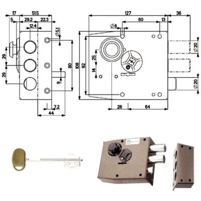 Cerradura de doble mapa MOTTURA 20511Sx - Cerradura Cerradura de doble mapa MOTTURA 20511Sx - Cerradura