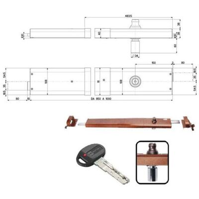 MOTTURA Cerradura - Modelo 32910 - Doble punto para puertas basculantes MOTTURA Cerradura - Modelo 32910 - Doble punto para puertas basculantes