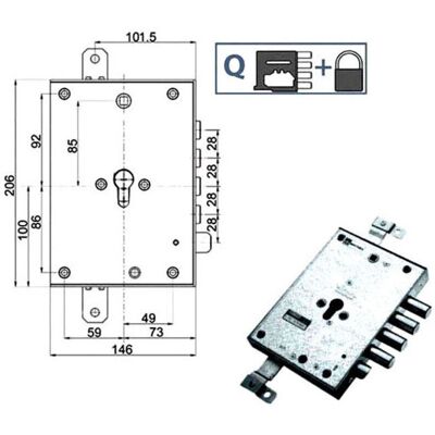 MOTTURA E73 - Cerradura de Cilindro Europeo - Alta Seguridad para Puertas Blindadas MOTTURA E73 - Cerradura de Cilindro Europeo - Alta Seguridad para Puertas Blindadas