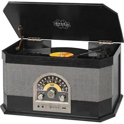 Trevi TT 1040 BT Vinyl-Plattenspieler - 3 Geschwindigkeiten, Bluetooth, UKW-Radio Trevi TT 1040 BT Vinyl-Plattenspieler - 3 Geschwindigkeiten, Bluetooth, UKW-Radio
