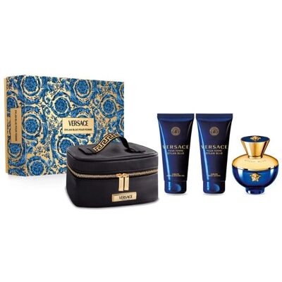 Set de parfum de lux Versace Dylan Blue Pour Femme - Parfum, Gel de duș, Loțiune de corp Set de parfum de lux Versace Dylan Blue Pour Femme - Parfum, Gel de duș, Loțiune de corp