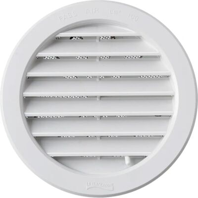 Grille de ventilation ronde en plastique blanc - Ø 121mm intérieur, 150mm extérieur - Débit d'air 100cm² - Publicité Grille de ventilation ronde en plastique blanc - Ø 121mm intérieur, 150mm extérieur - Débit d'air 100cm² - Publicité