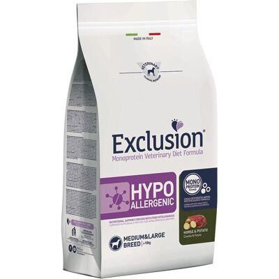 Nourriture pour chiens Exclusion cheval et pomme de terre - Hypoallergénique, 12kg - Publicité Nourriture pour chiens Exclusion cheval et pomme de terre - Hypoallergénique, 12kg - Publicité