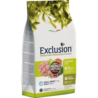 Exclusion - Nourriture sèche pour chiens Méditerranéenne Monoprotein Poulet 7kg Petite race - Publicité Exclusion - Nourriture sèche pour chiens Méditerranéenne Monoprotein Poulet 7kg Petite race - Publicité
