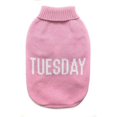 Record Dog Sweater - Pink White - Weekday Embroidery - Multiple Sizes Record Dog Sweater - Pink White - Weekday Embroidery - Multiple Sizes