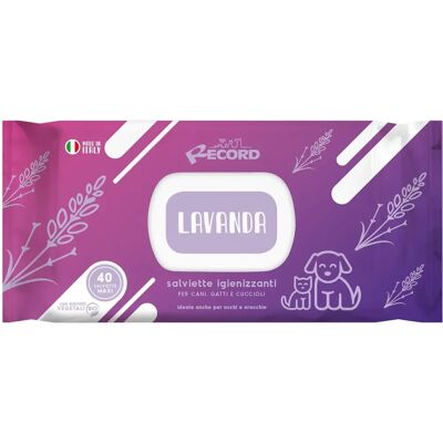 RECORD - Salviette Detergenti Antibatterico Cani e Gatti - Lavendel - 40 stuks - Wipes RECORD - Salviette Detergenti Antibatterico Cani e Gatti - Lavendel - 40 stuks - Wipes