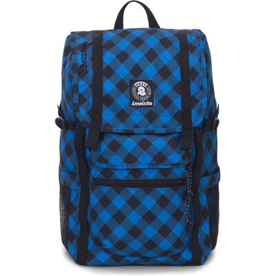 INVICTA S.P.A. TRIKO Rucksack - Blau und Schwarz - Gepolsterte PC-Haltertasche - 27 LT - Karierter Check INVICTA S.P.A. TRIKO Rucksack - Blau und Schwarz - Gepolsterte PC-Haltertasche - 27 LT - Karierter Check