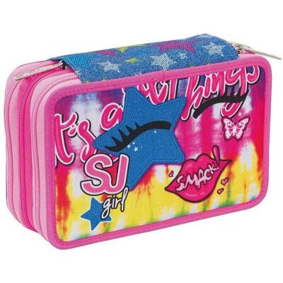 Seven Trousse scolaire - Fermetures éclair, Rose, 20x12,5x7 cm - Trousse scolaire Seven Trousse scolaire - Fermetures éclair, Rose, 20x12,5x7 cm - Trousse scolaire