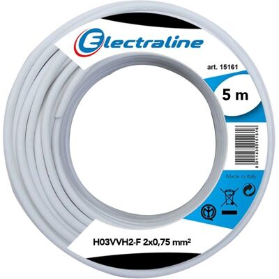 Electraline Modelo H03VVH2-F 2x0,75 Branco - Cabo elétrico Electraline Modelo H03VVH2-F 2x0,75 Branco - Cabo elétrico