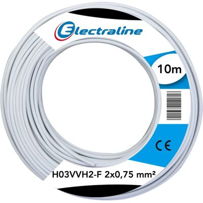 ELECTRALINE 10901 Wit 2x0.75mm Kabel - Krachtkabel voor kleine apparaten ELECTRALINE 10901 Wit 2x0.75mm Kabel - Krachtkabel voor kleine apparaten